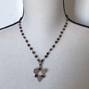 Druzy clusters with garnets necklace